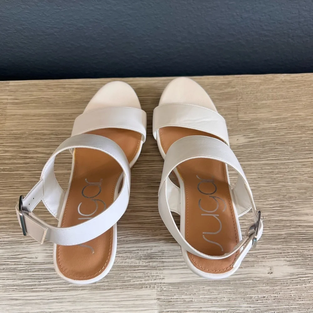 Sugar White Cork Wedge Sandals